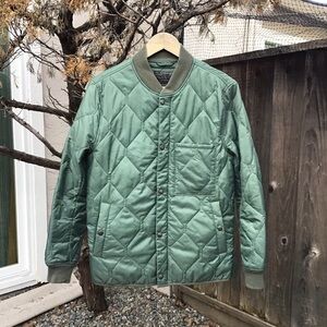 J Crew Quilted Snap Front Insulated Army Bomber Jacket Green Mens Xs Lightweight